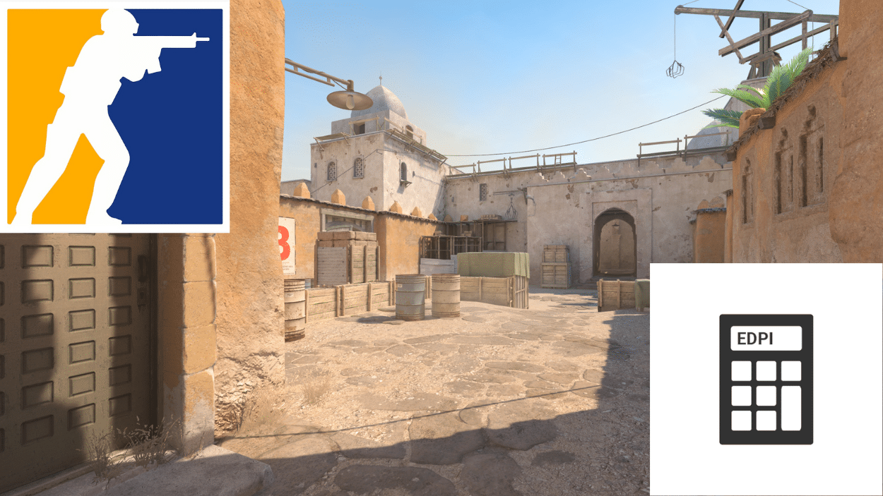 A counter stike 2 map showing a blank multiplayer map with the logo and EDpicalculator