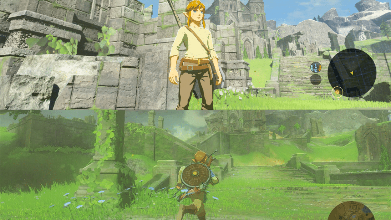 Link exploring the vast landscapes of Hyrule in The Legend of Zelda Breath of the Wild
