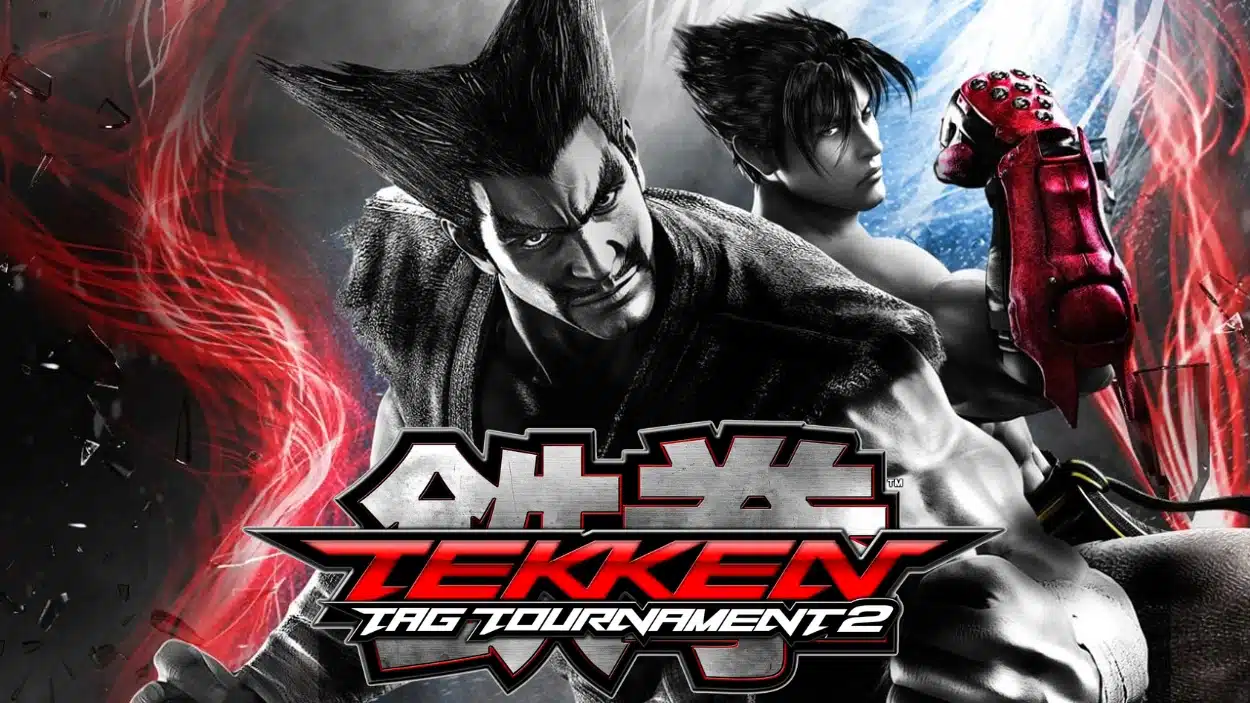 Heihachi Mishima and Jin Kazama feature prominently on the cover art for the video game Tekken Tag Tournament 2