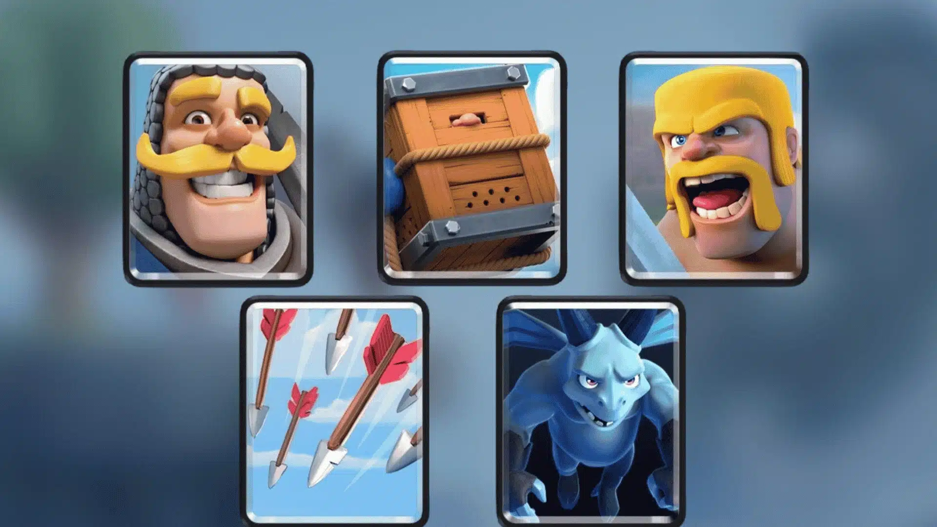 Clash Royale Common cards featuring Knight, Royal Delivery, Barbarians, Arrows, and Minions.