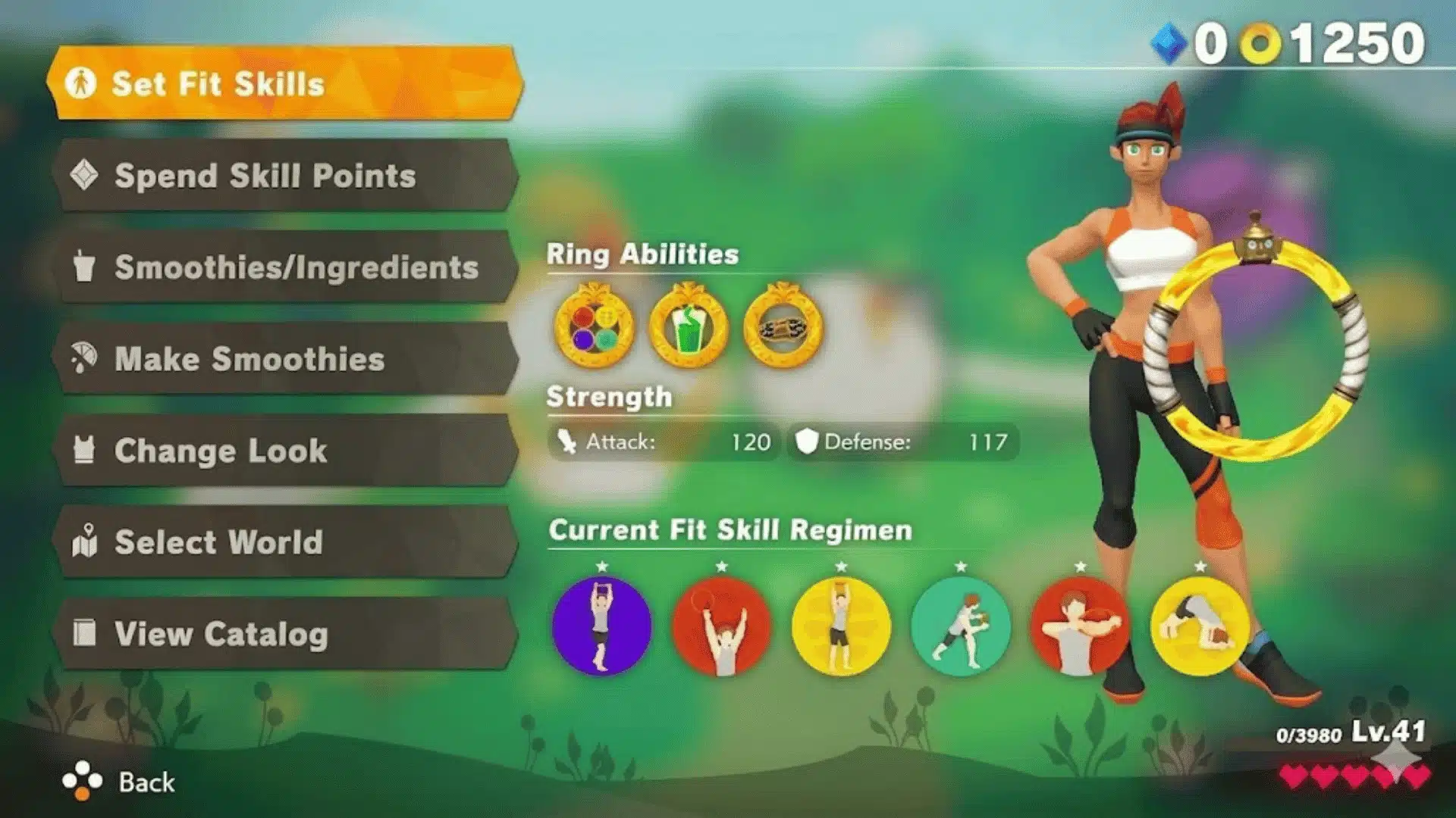 Game menu showing Adventure, Custom, Mini-Games with character and Ring-Con