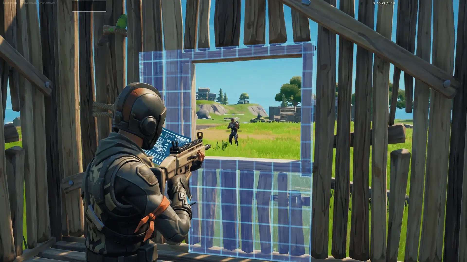 Fortnite-style player creating a window edit before taking a shot