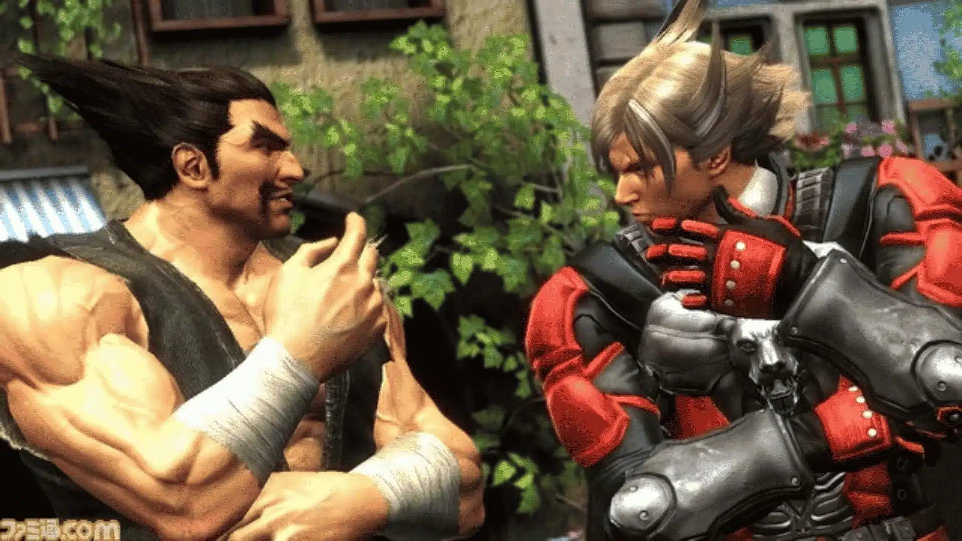 Kazuya facing Lars in a Tekken Tag Tournament 2 match showing close-quarters combat gameplay