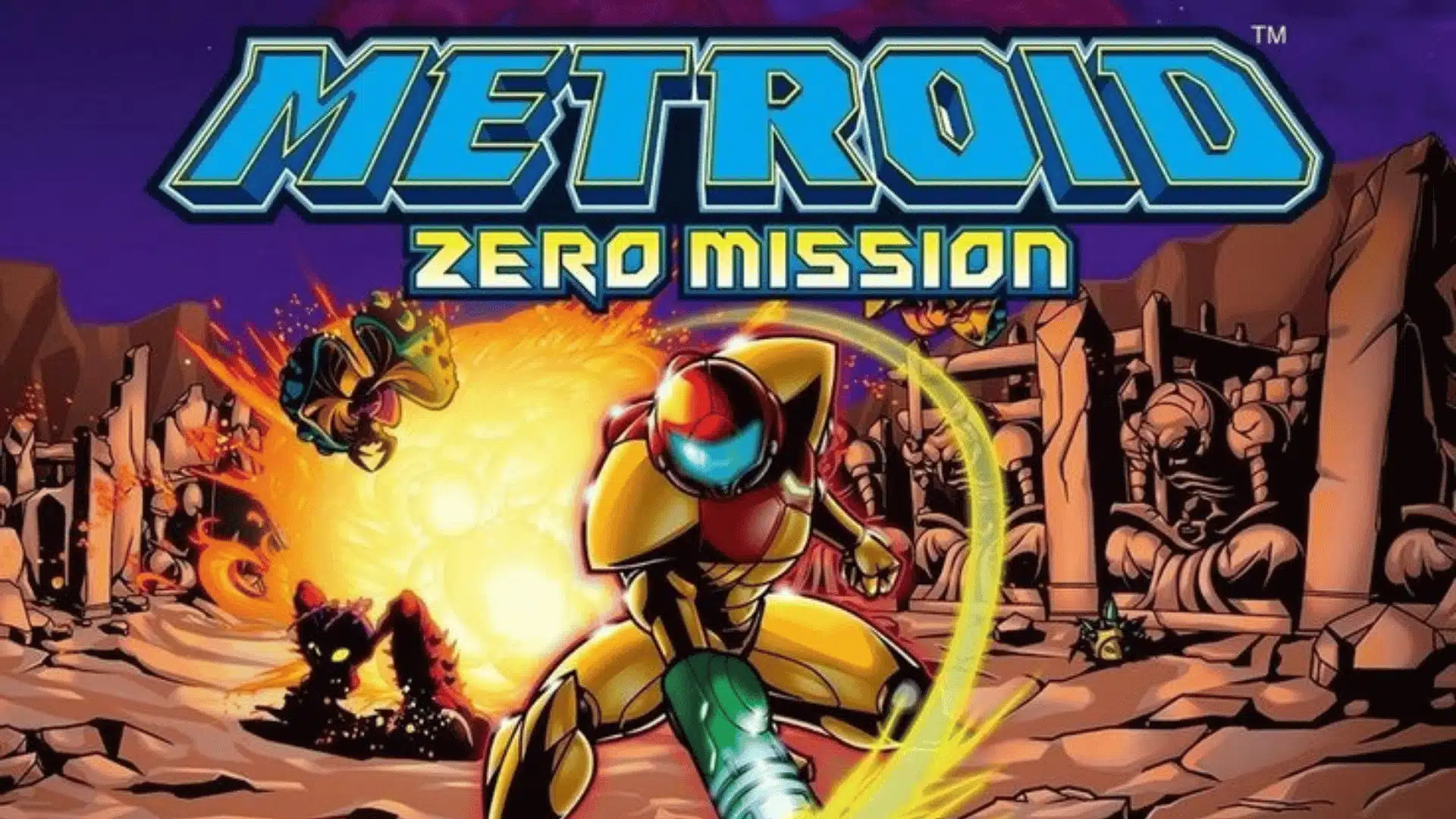 Metroid Zero Mission cover art featuring Samus in a sci-fi battle scene.