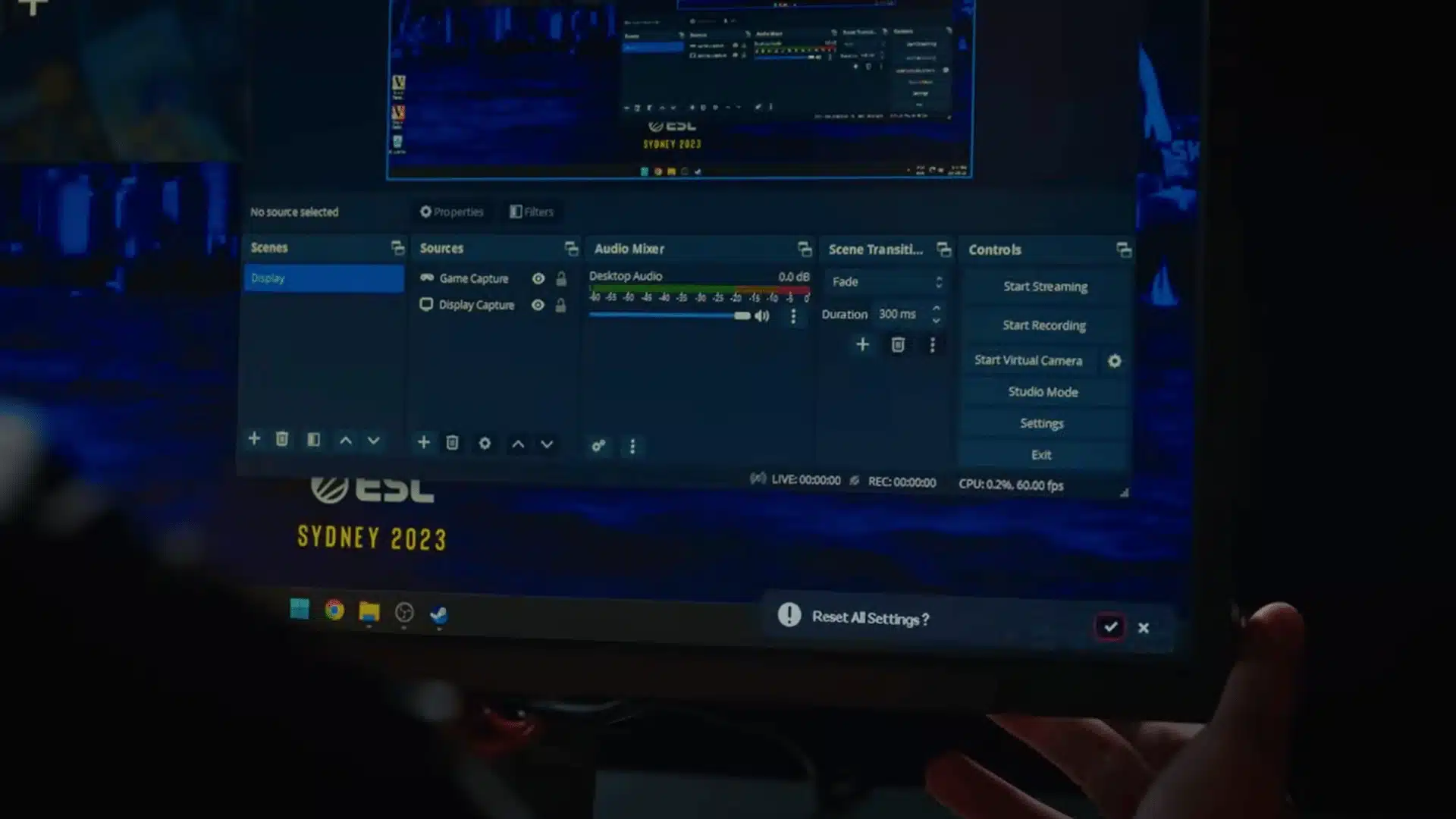 Gaming monitor setup with competitive display settings