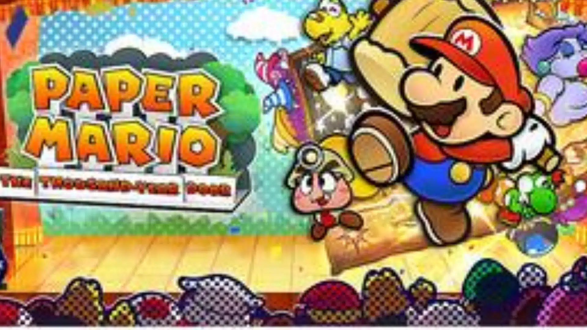 Paper Mario: The Thousand-Year Door artwork featuring Mario, colorful characters, and paper-style fantasy visuals.