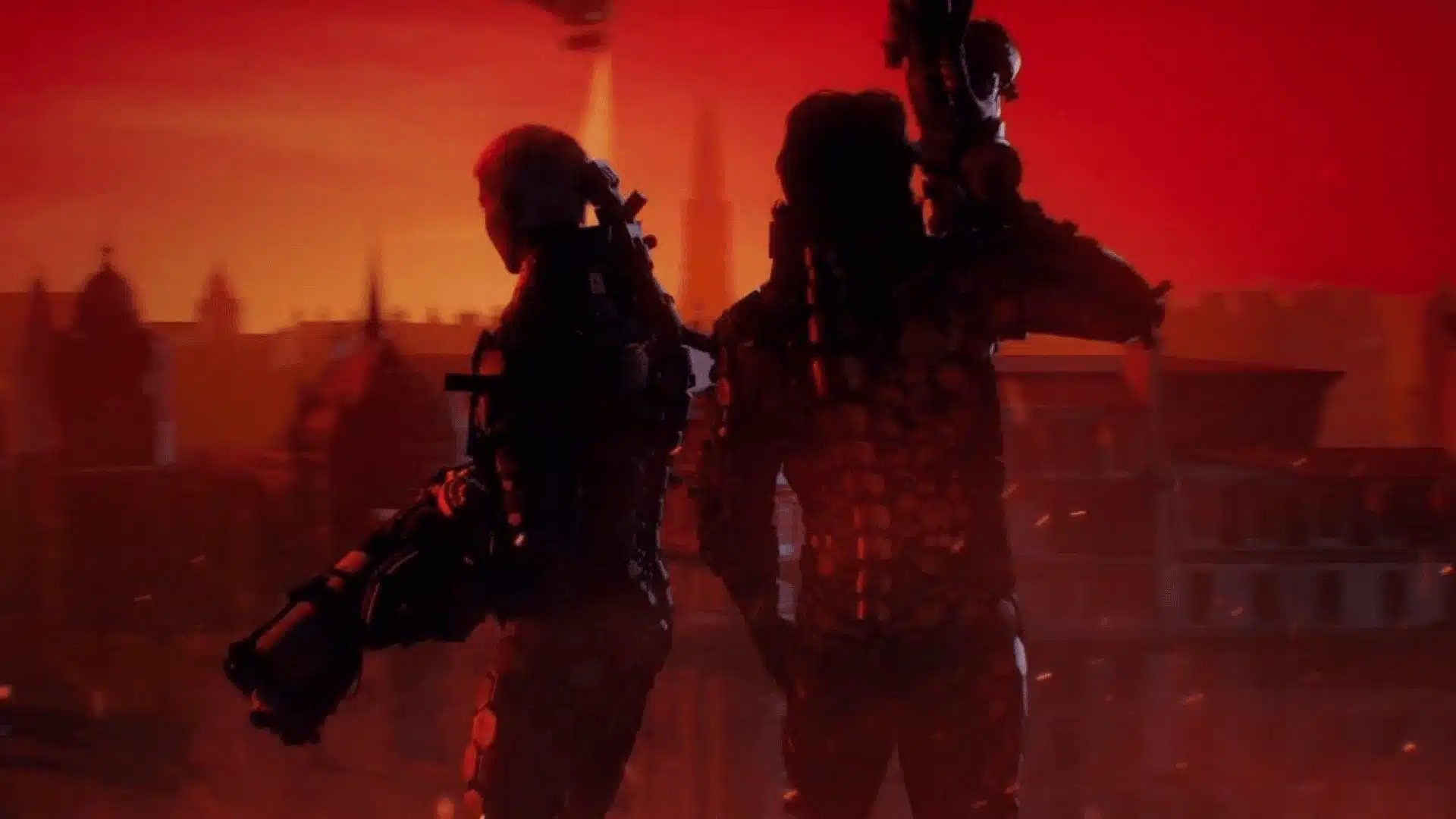 Jess and Soph survey Neu-Paris skyline in Wolfenstein Youngblood, a Nazi-occupied open world