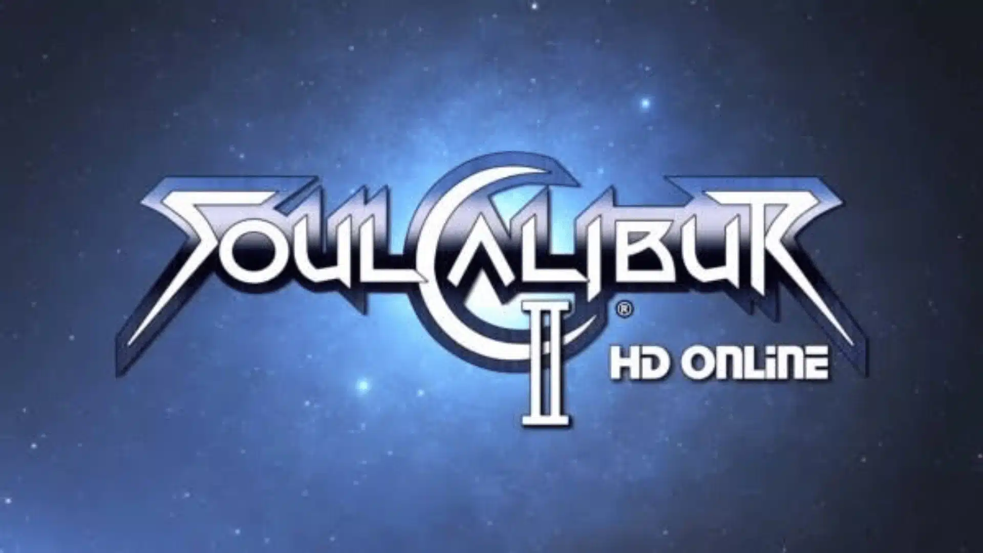 Soulcalibur II HD Online logo on a blue starry background