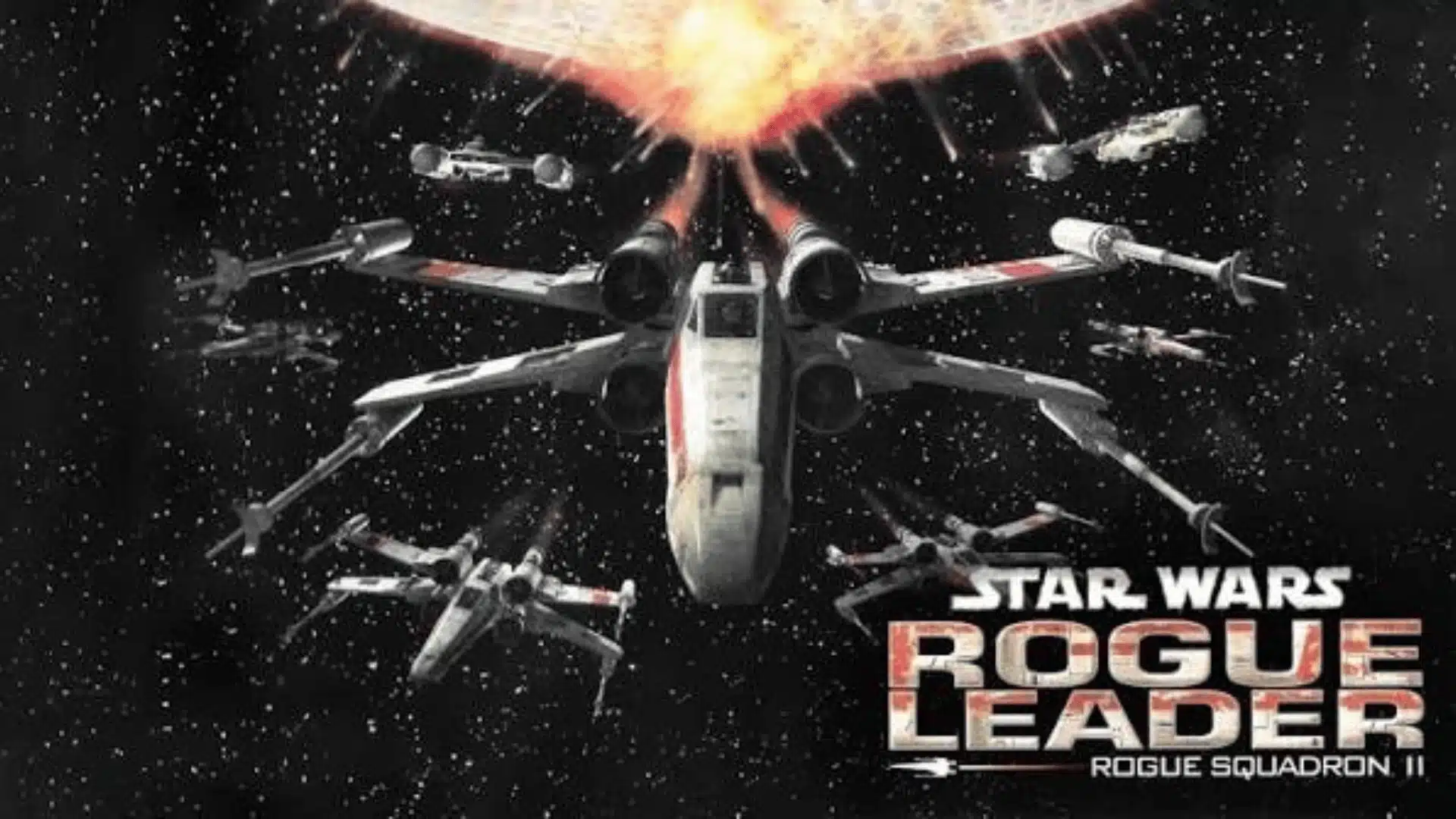Star Wars Rogue Leader: Rogue Squadron II artwork featuring X-wing starfighters in a space battle