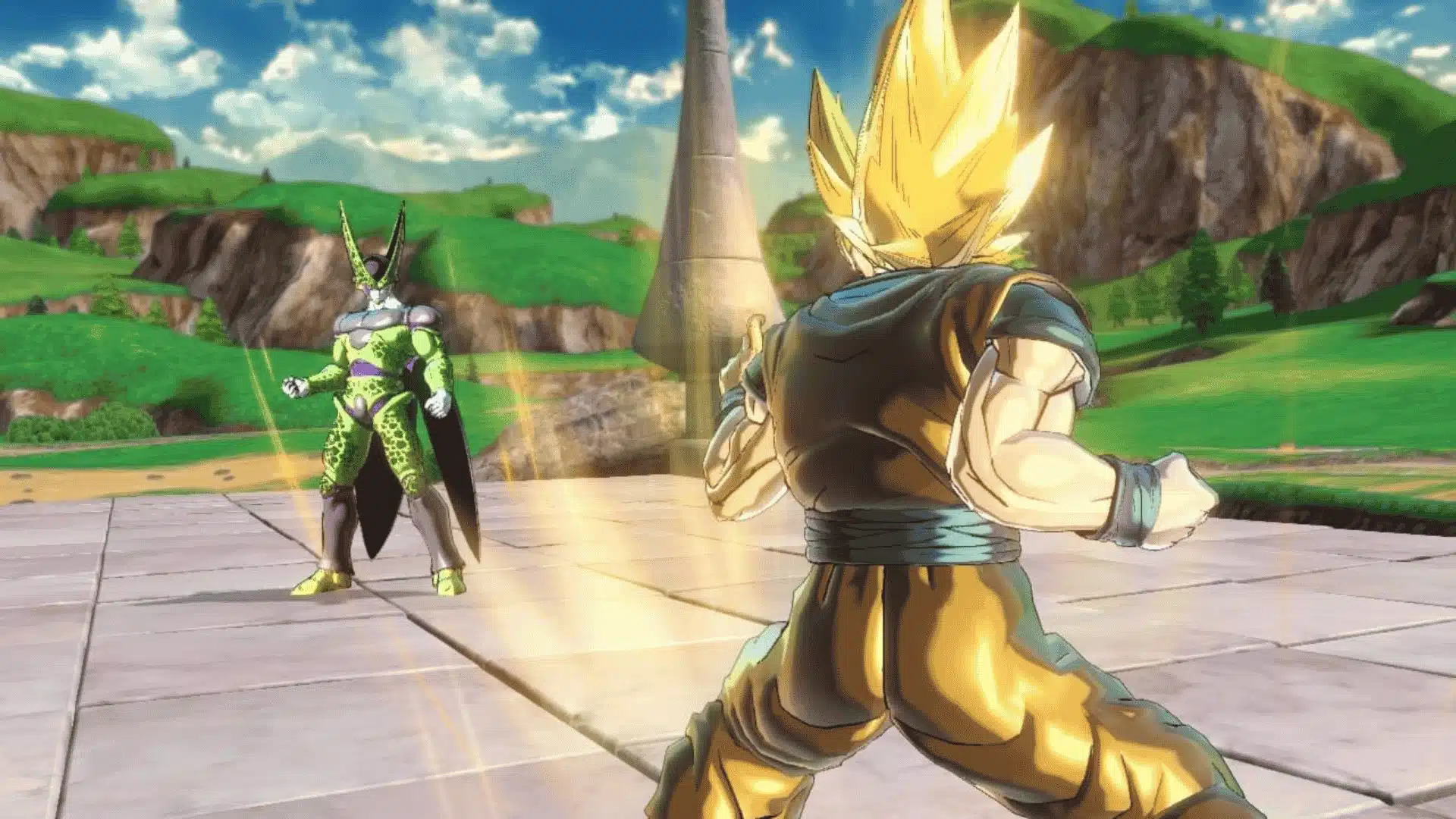 A Time Patroller explores the hub world during Xenoverse 2's story campaign.
