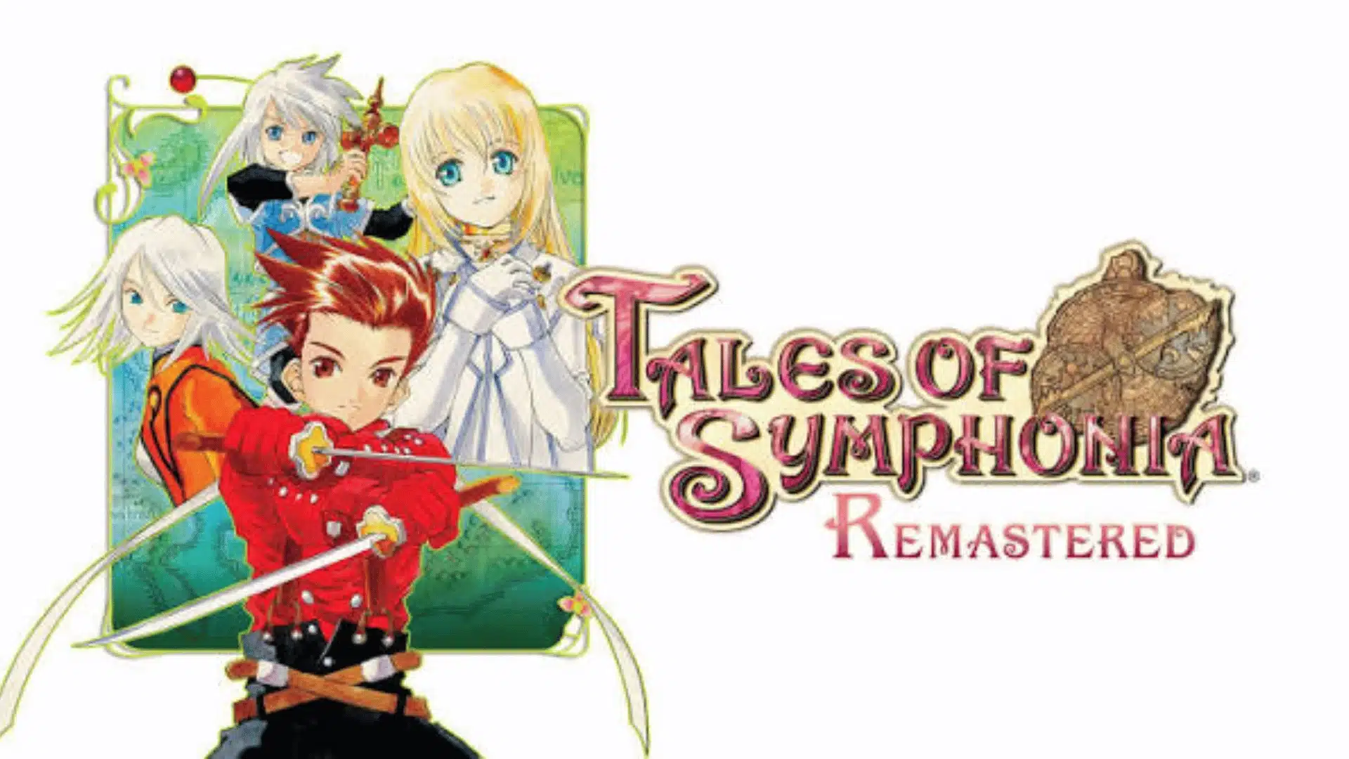 Tales of Symphonia Remastered artwork featuring Lloyd Irving, Colette Brunel, and other main characters beside the game logo