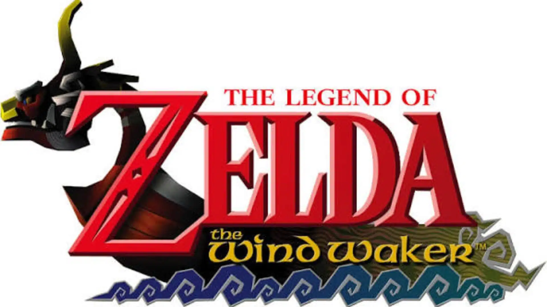 The Legend of Zelda: The Wind Waker logo featuring a stylized dragon boat head and blue ocean waves