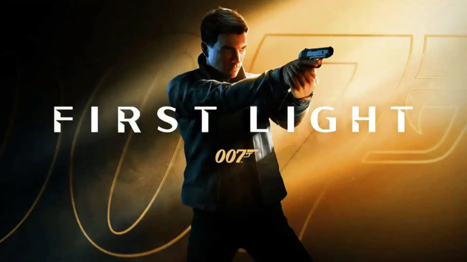 First Light 007 artwork with a character holding a gun against a gold background