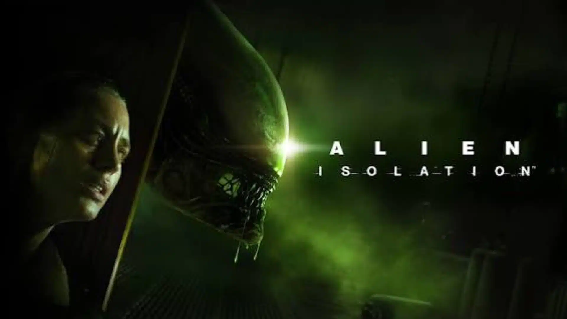 Alien: Isolation cover showing Amanda Ripley beside a glowing green Xenomorph head in a dark sci-fi horror setting.