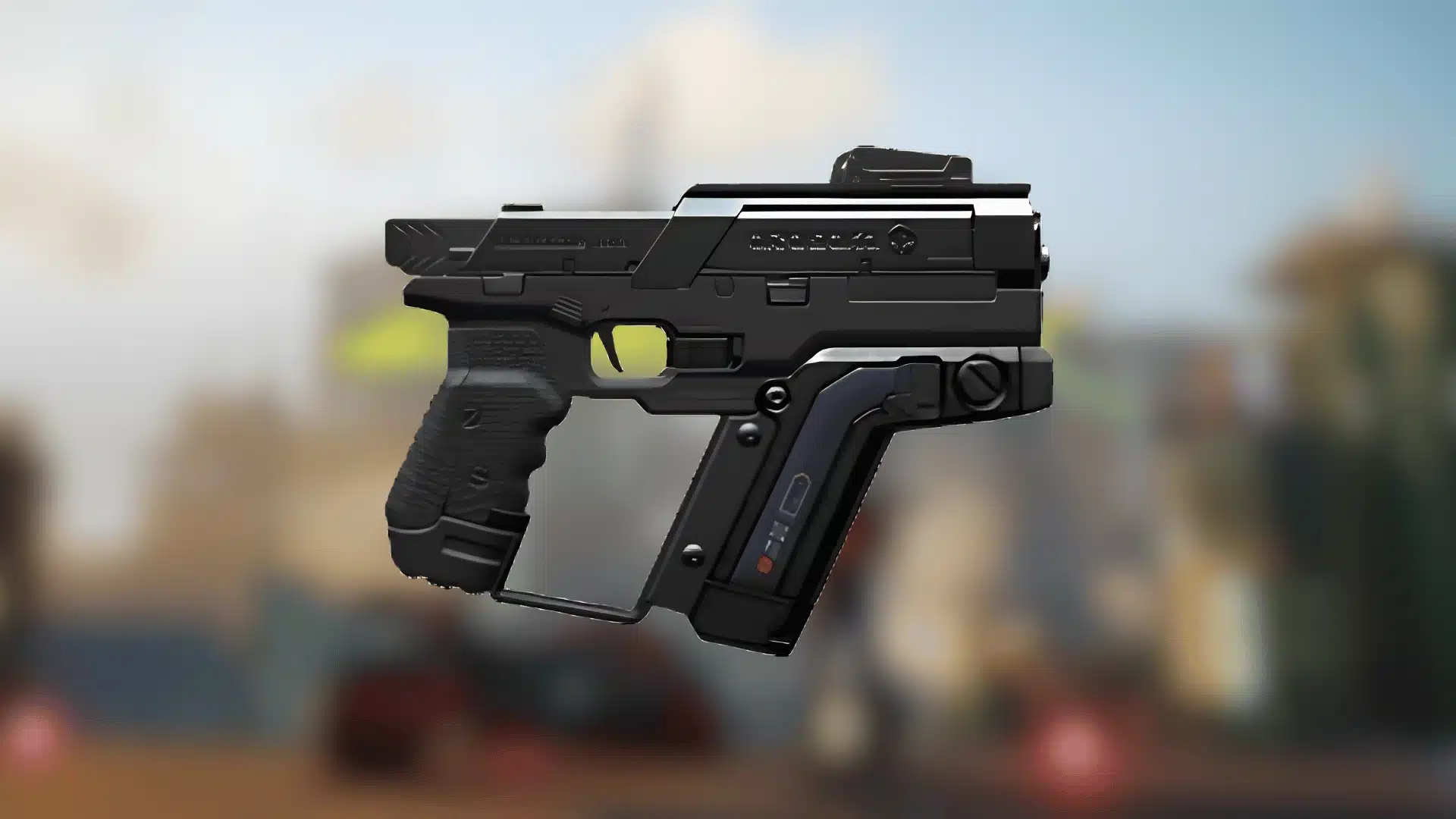 Ambition tech pistol displayed with mechanical details