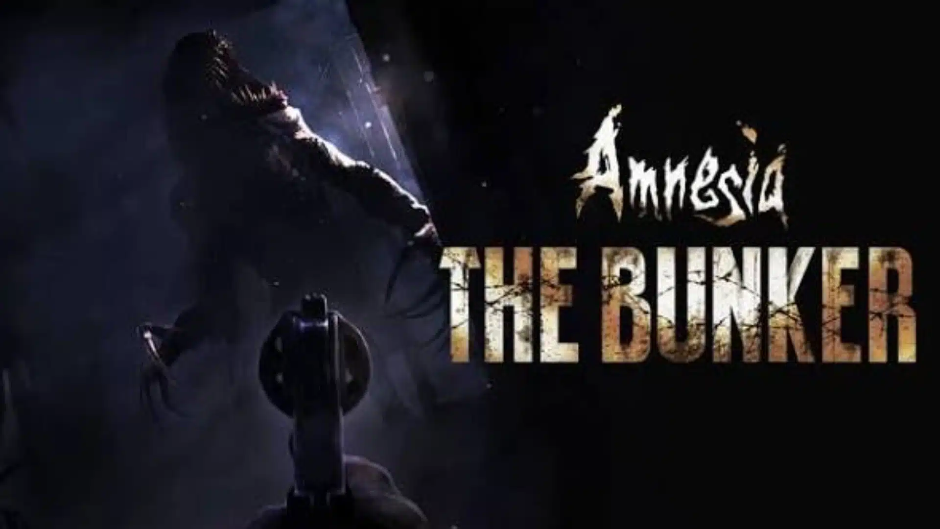 Amnesia: The Bunker cover showing a soldier aiming a pistol in a dark bunker as a monster emerges from the shadows.