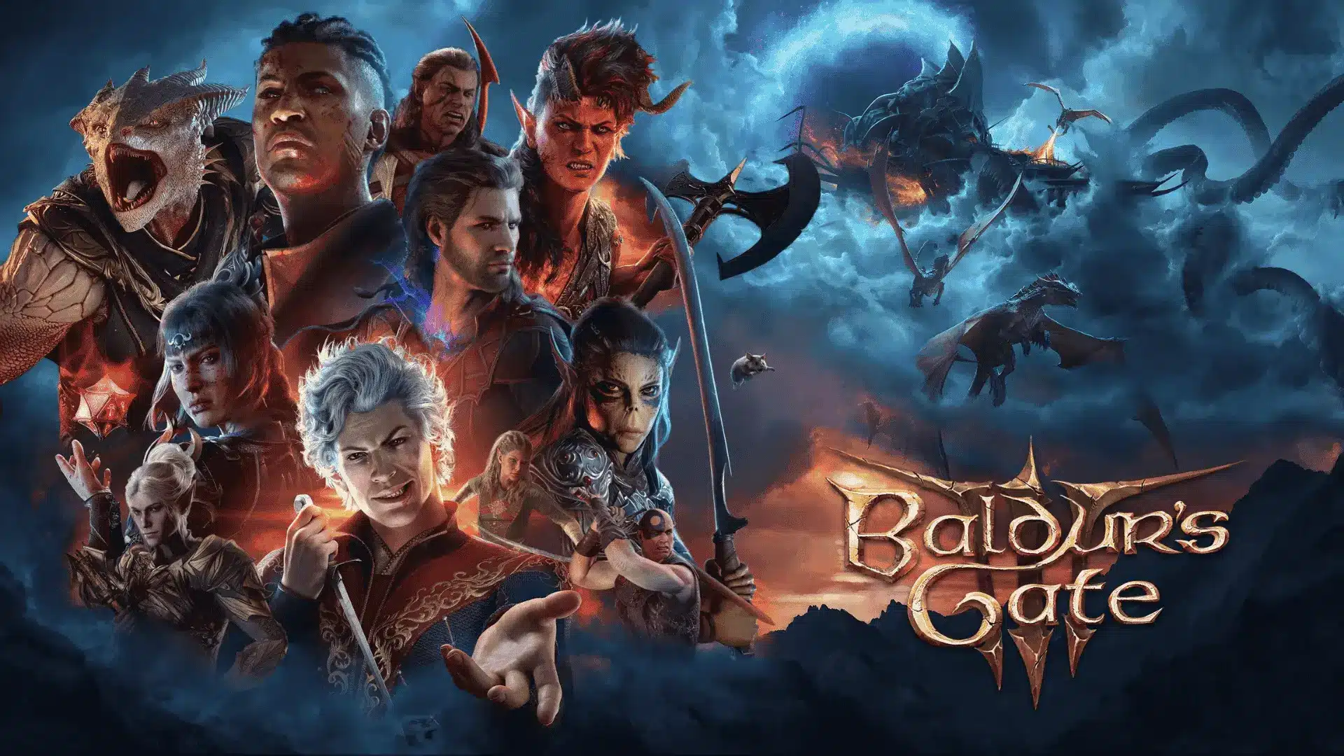 Baldur's Gate 3 companion characters shown in promotional artwork