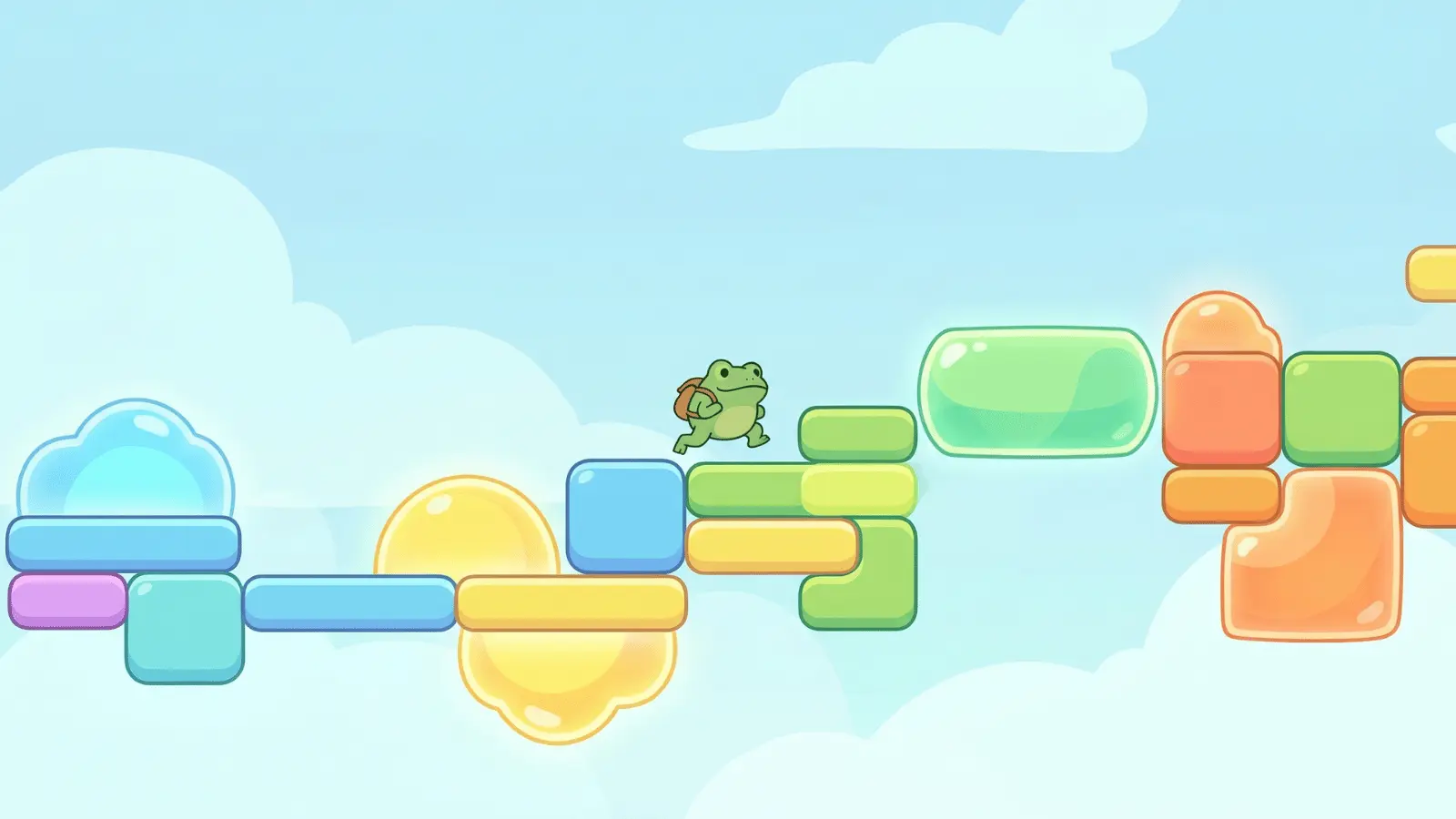 Toad exploring floating platforms in cartoon style
