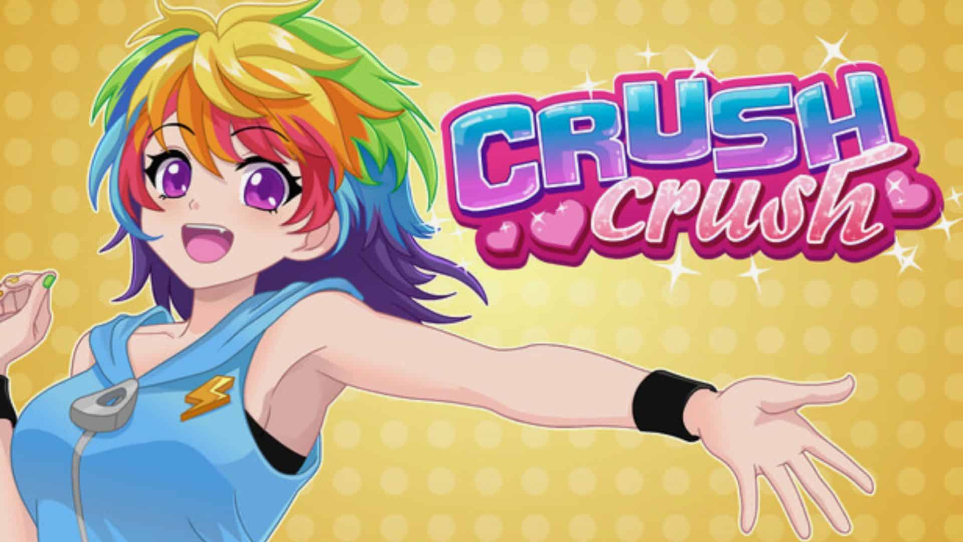 Crush Crush game banner featuring an anime-style character and logo