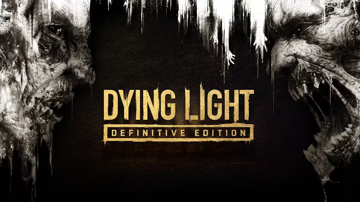 Dying Light Definitive Edition artwork showing zombie faces surrounding the game title in a dark horror scene.