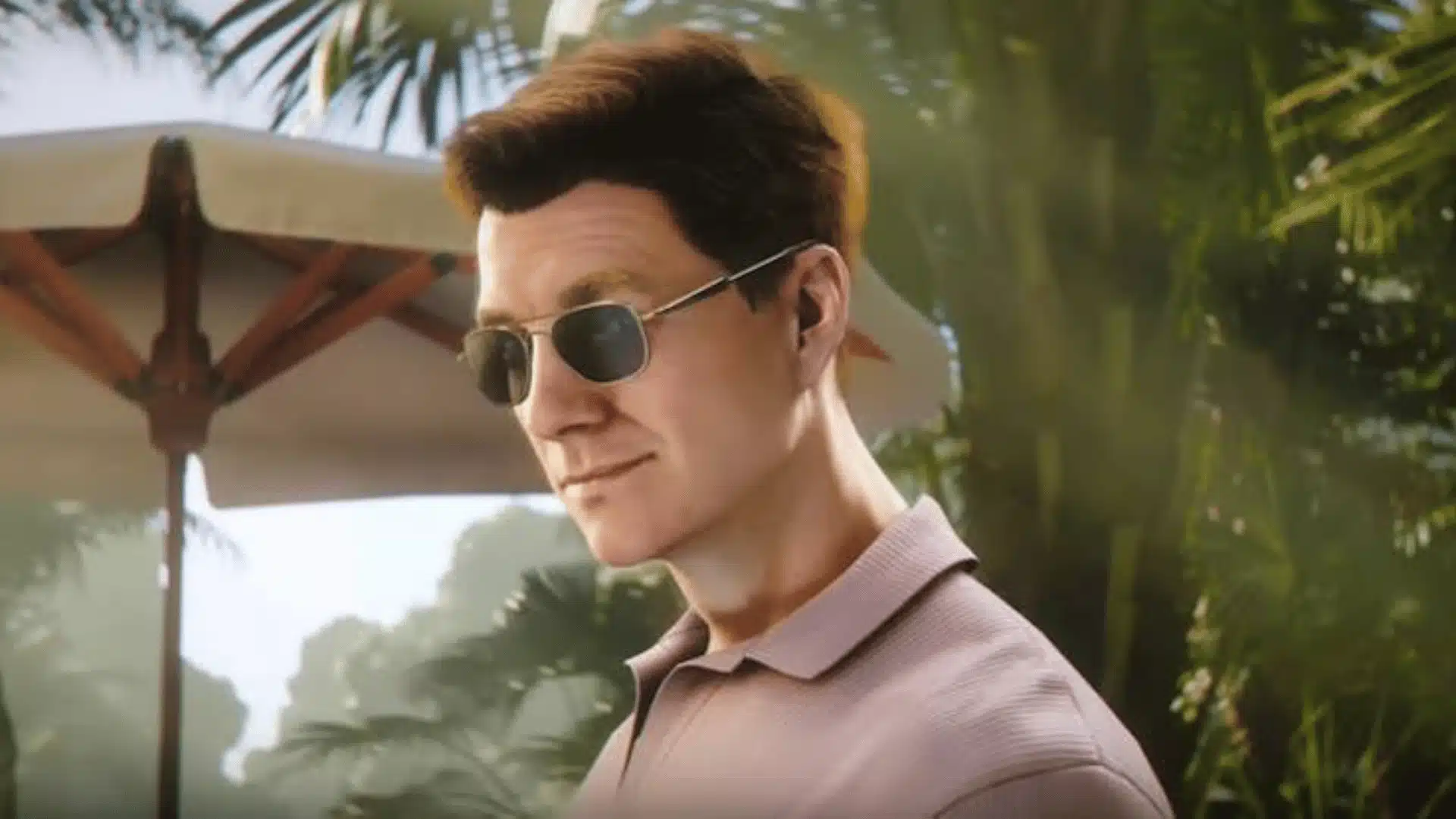 First Light character close-up showing detailed facial rendering outdoors of Young James Bond