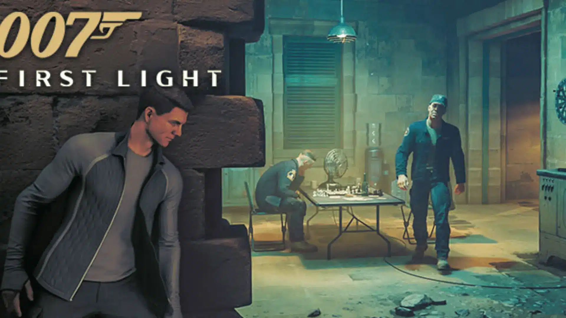 First Light gameplay scene with character using cover during an indoor mission