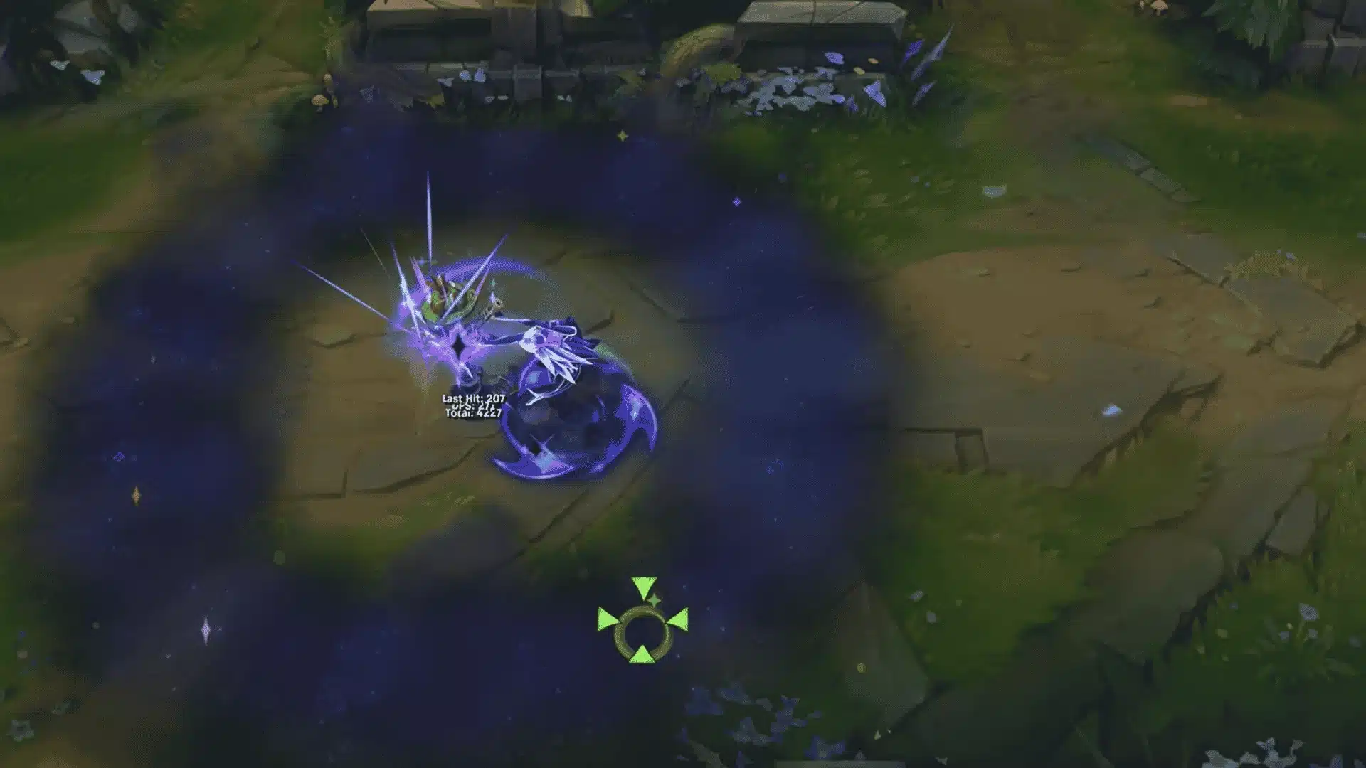 Purple-winged character dashes forward, leaving sparkling energy trails across the battlefield.