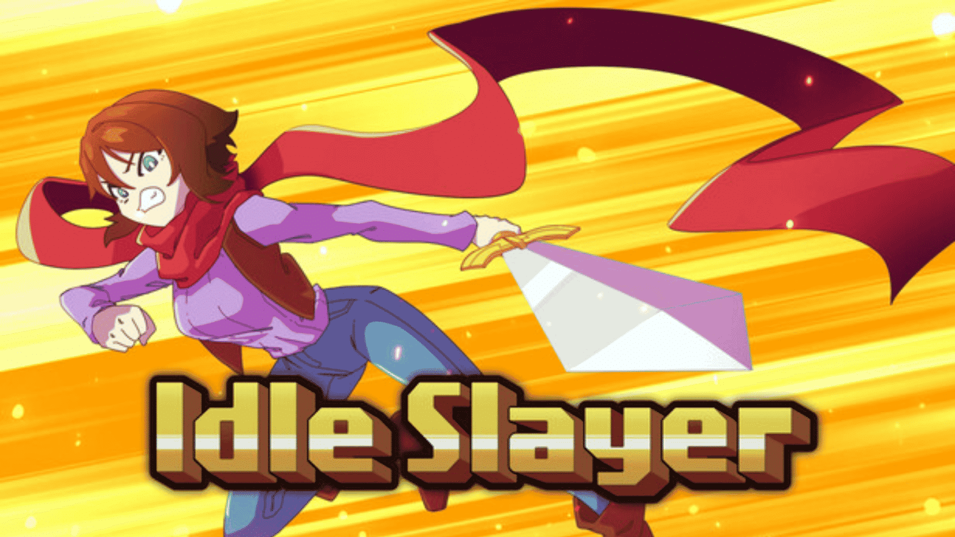 Idle Slayer game logo with an anime-style character holding a sword in a fantasy action scene.