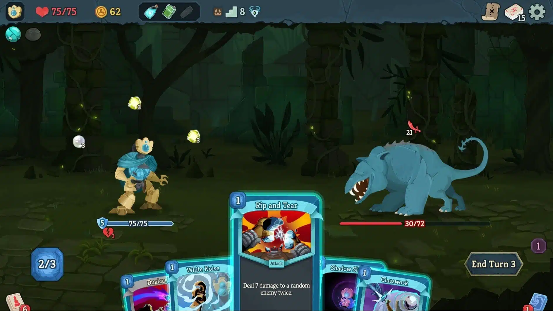 Slay the Spire 2 gameplay showing a card battle against a monster