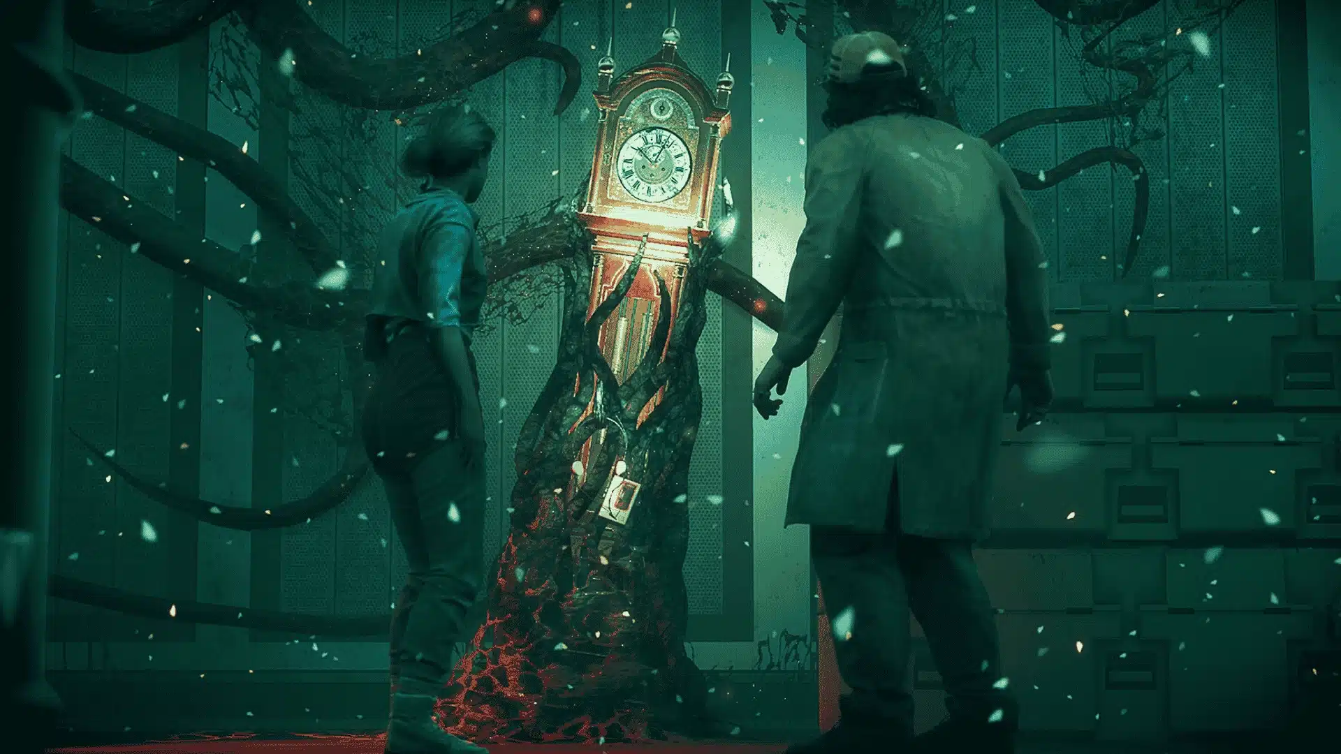 Licensed and original characters from Dead by Daylight in the Entity’s trial.