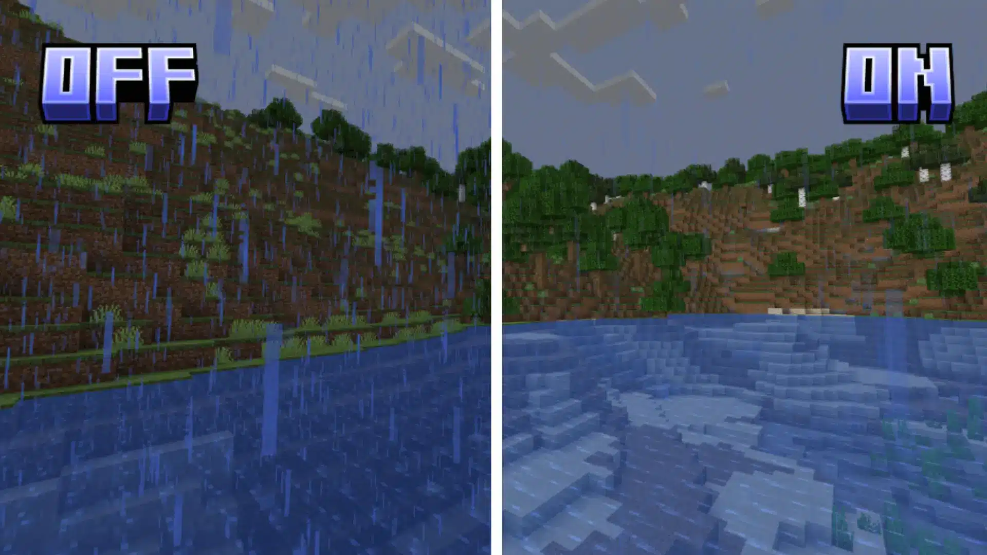 Minecraft Sodium mod comparison showing improved graphics performance with smoother gameplay settings enabled