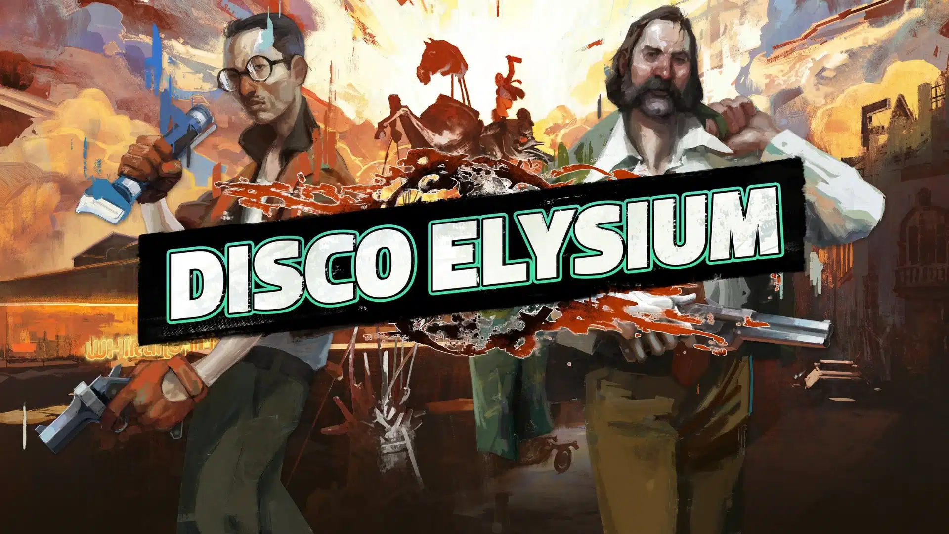 Two stylized detective characters rendered in an artistic, painted poster style.