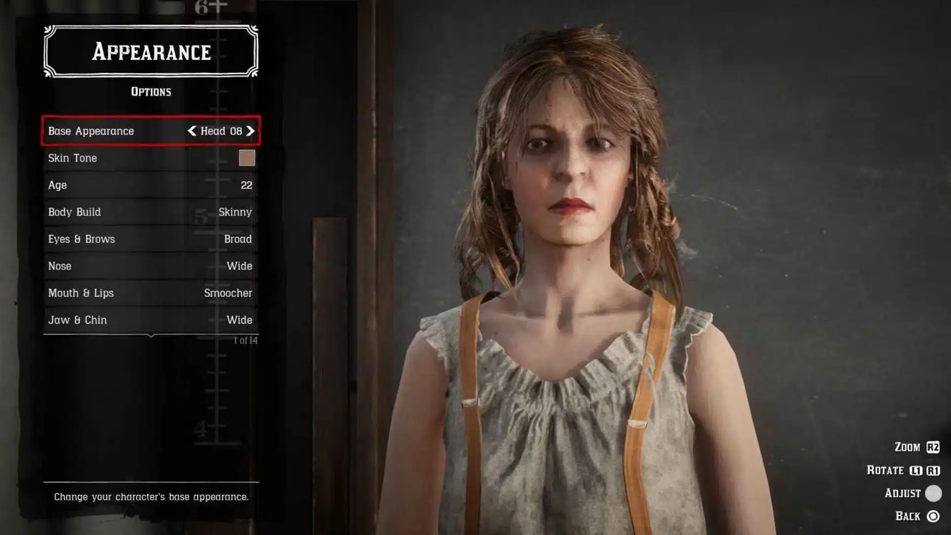 Red Dead Redemption 2 character appearance customization screen