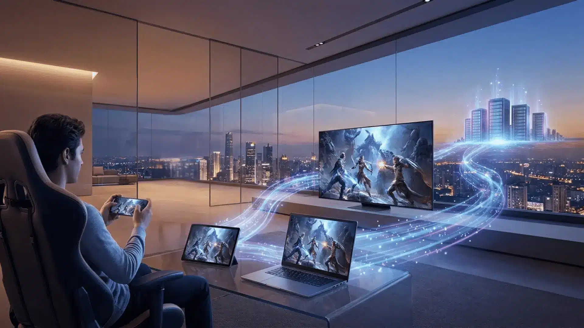 Cloud gaming and VR technology shaping the future of gaming across multiple connected devices.