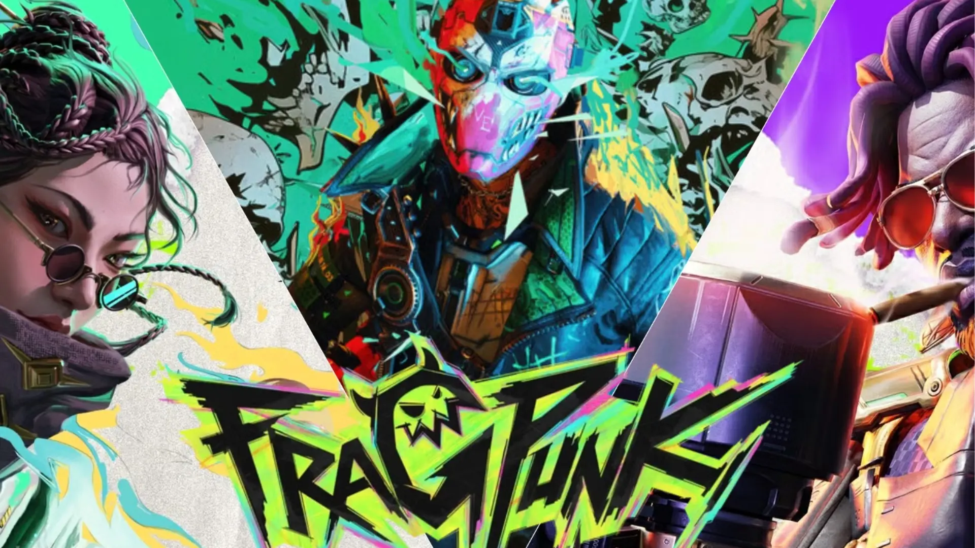 FragPunk character collage featuring colorful Lancers with the game logo in the center