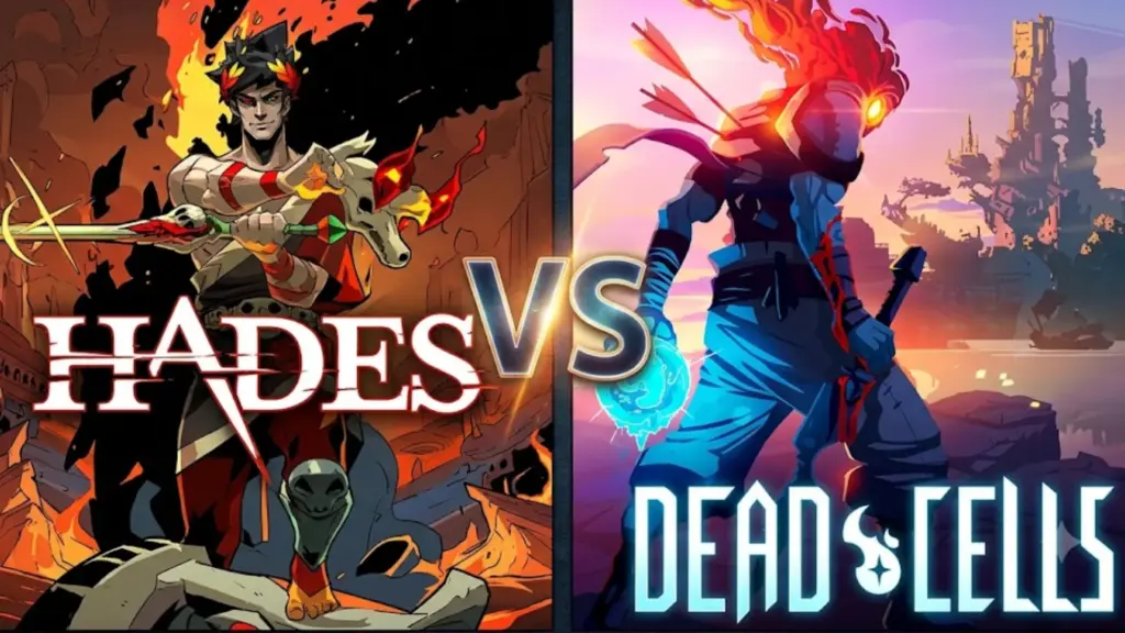 Rougelike vs rougelite comparison featuring Hades and Dead Cells side by side in action