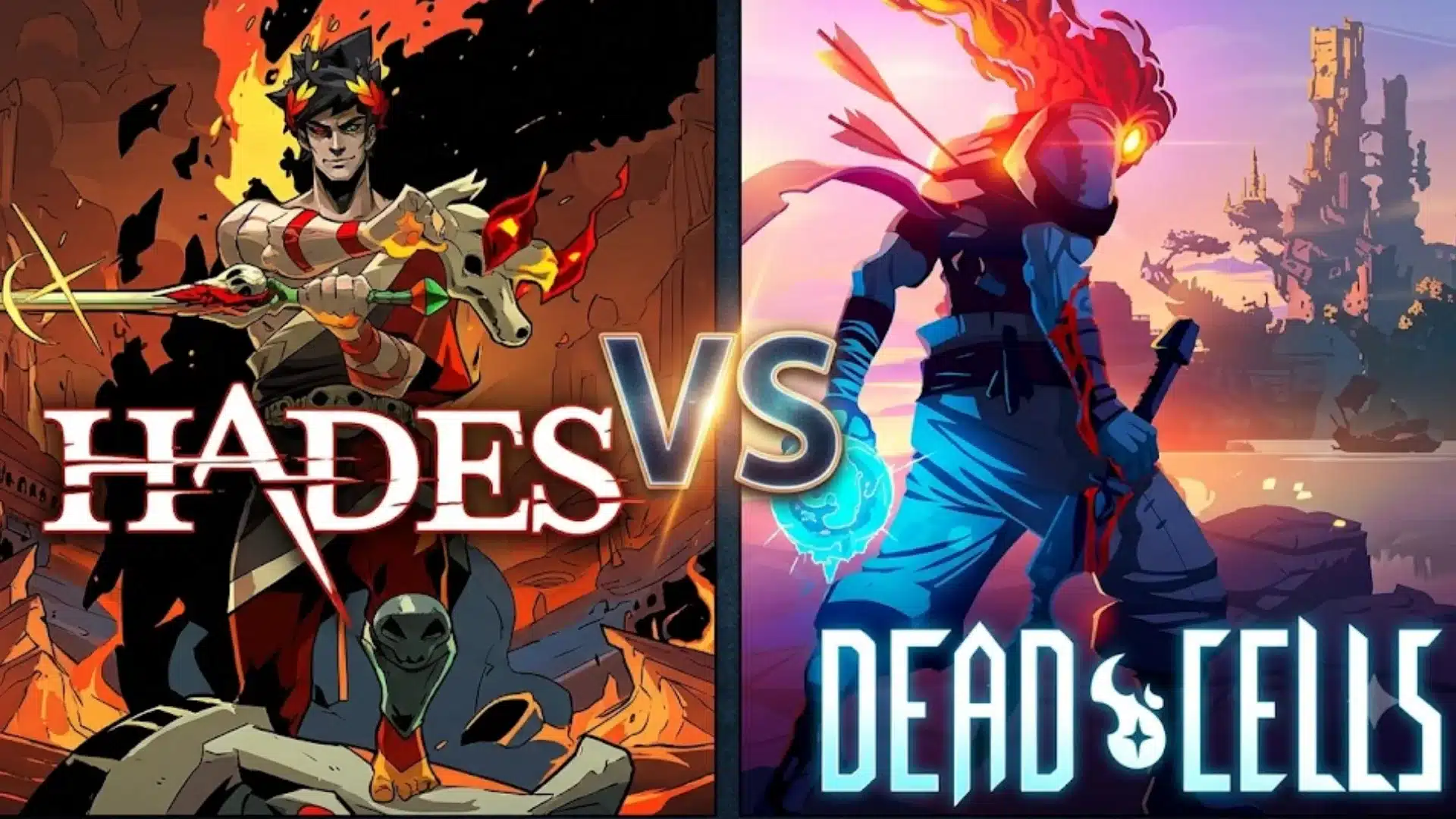 Rougelike vs rougelite comparison featuring Hades and Dead Cells side by side in action