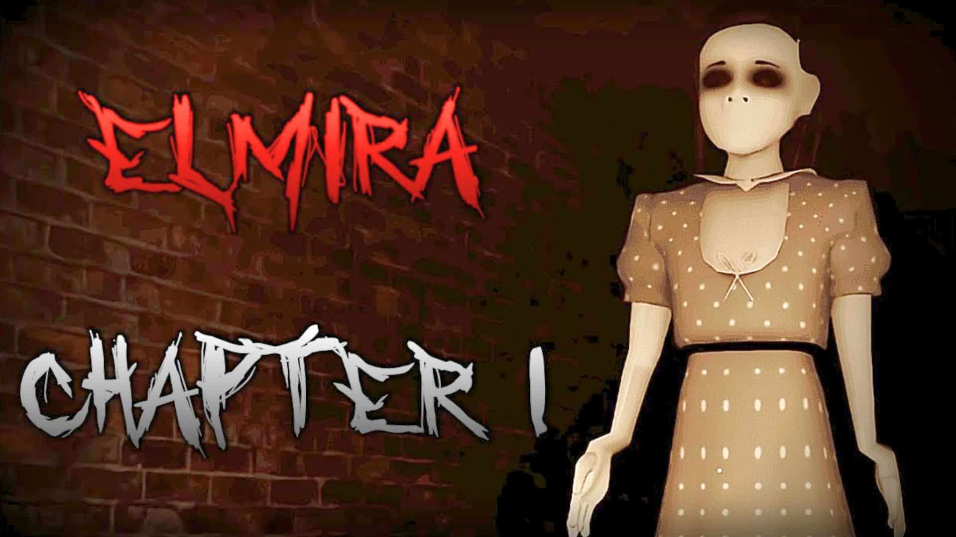 Elmira Roblox horror game image with a masked character and dark brick background