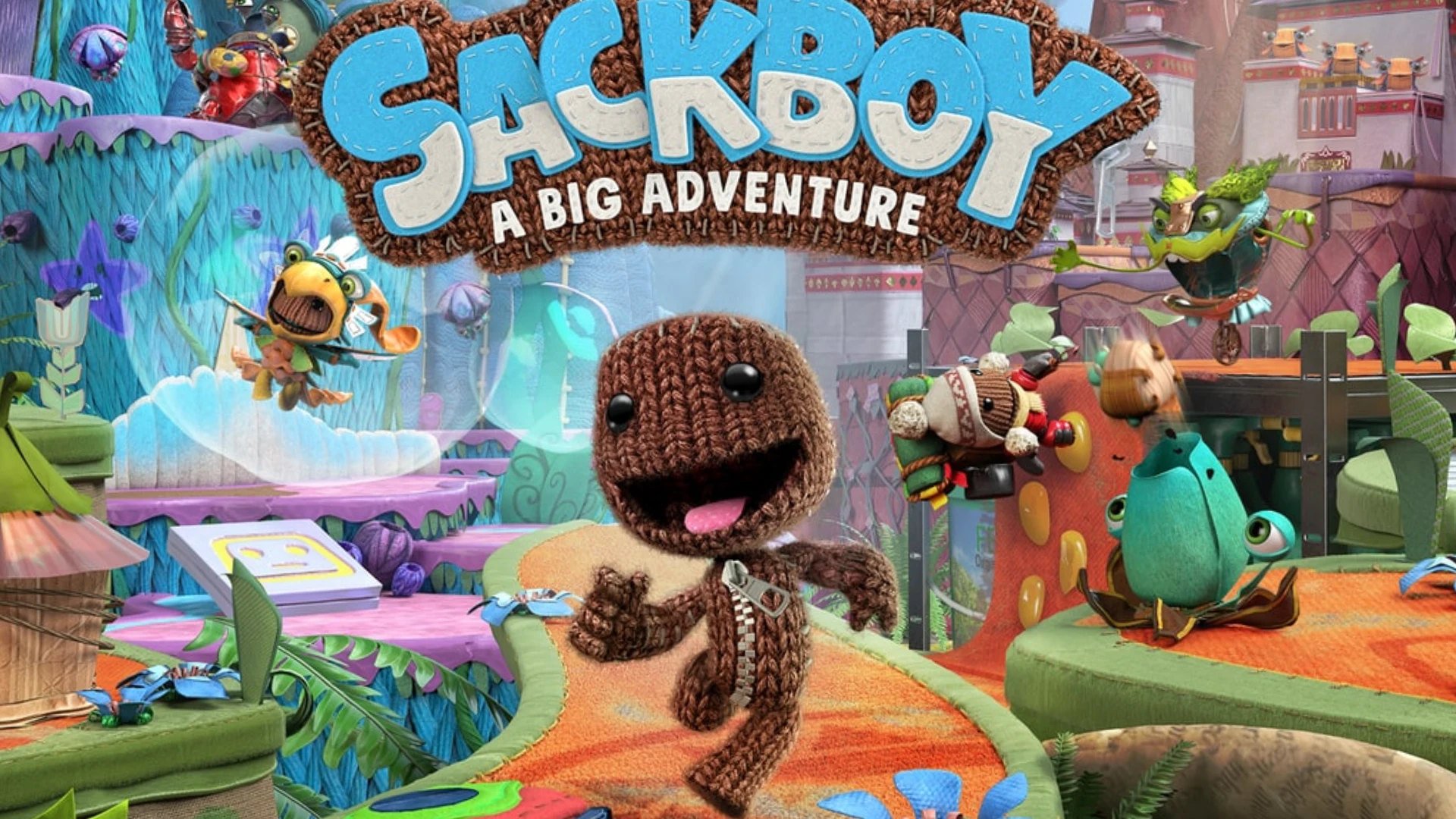 sackboy a big adventure showing cute character exploring colorful creative platforming environments with fun