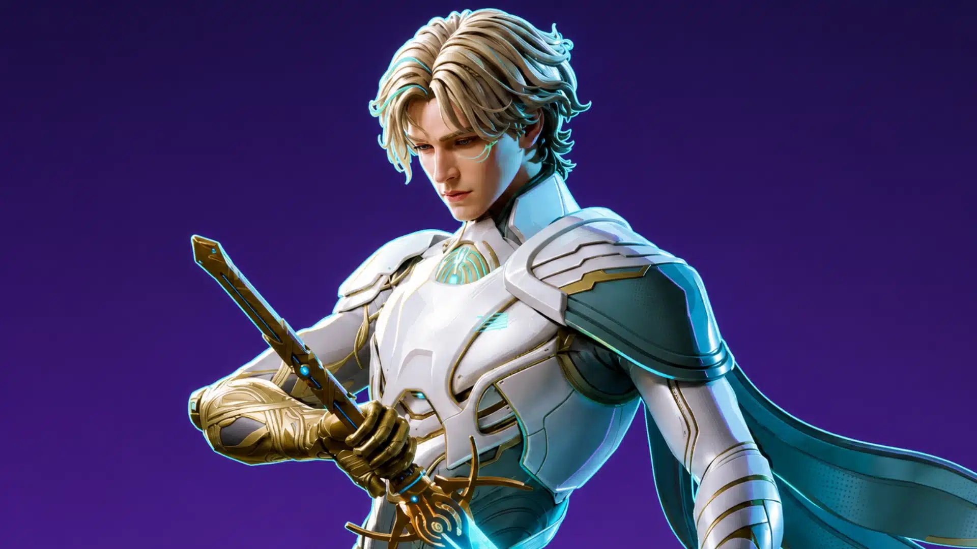 Windwalker lancer holding a glowing blue blade against a deep violet background