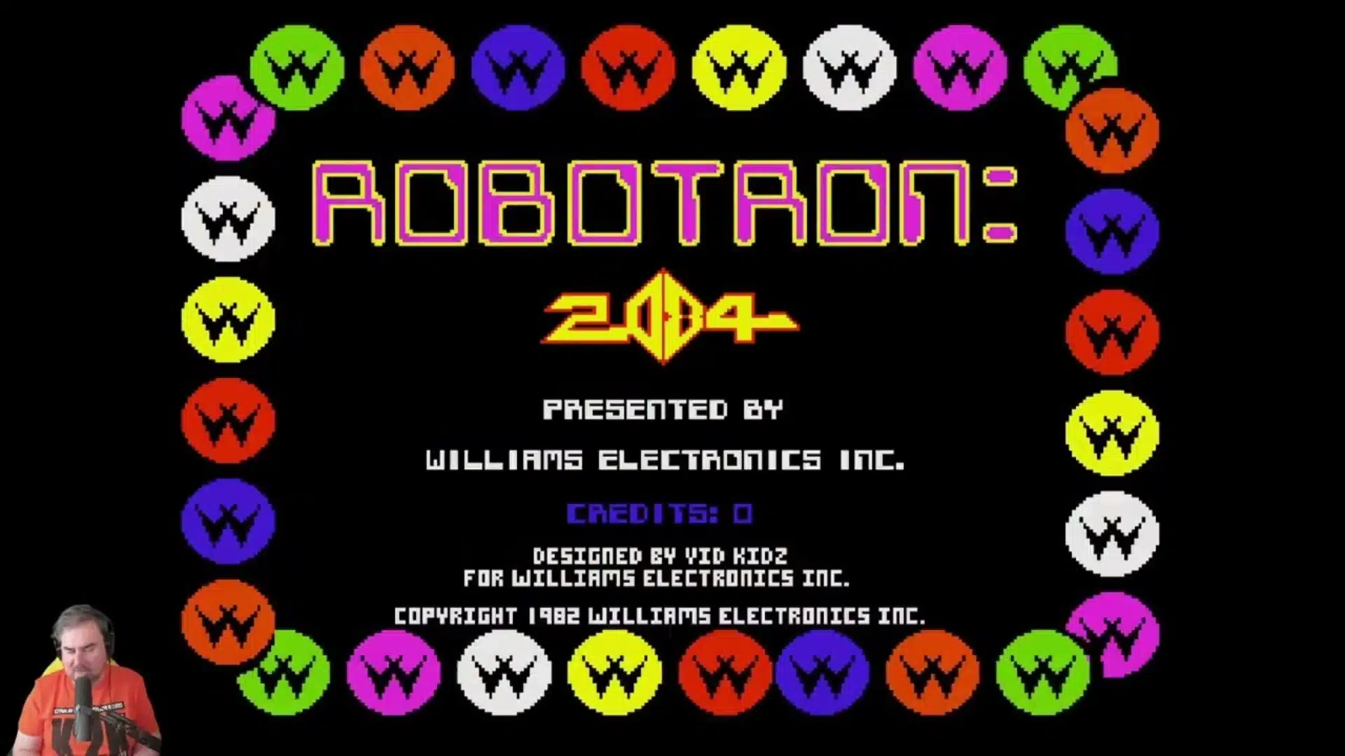 robotron 2084 arcade gameplay showing twin stick shooter action against waves of enemies
